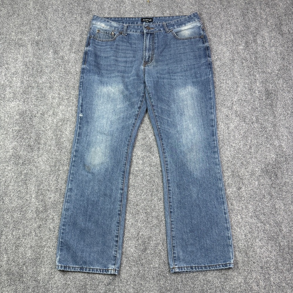 Aeropostale Mens Slim Boot Cut Jeans Size 34x30 Blue Distressed Denim Sanded